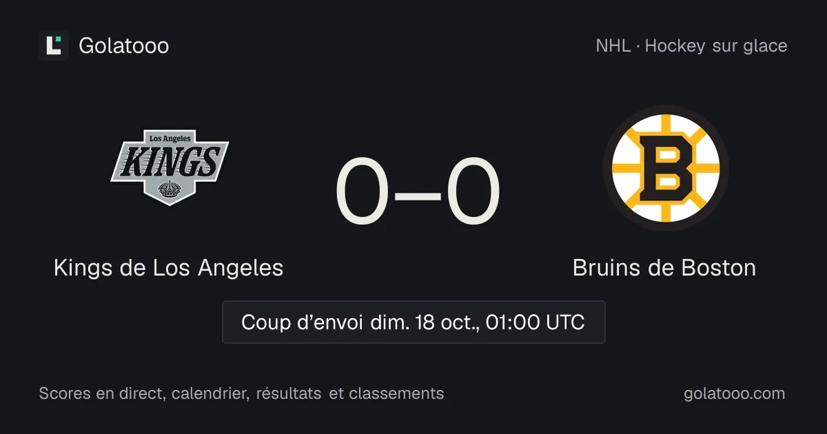 Kings de Los Angeles - Bruins de Boston : avant-match, forme, historique et où regarder la rencontre