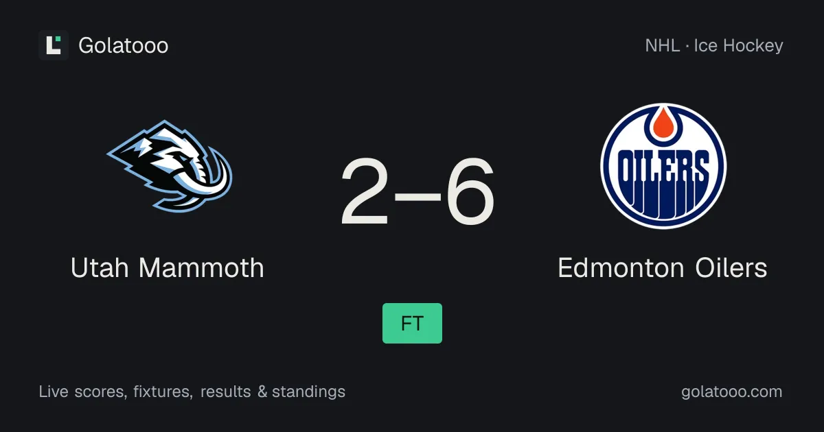 Utah Mammoth 2-6 Edmonton Oilers: match report and statistics