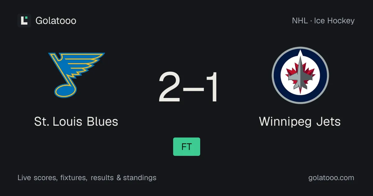 سانت لويس بلوز 2-1 Winnipeg Jets: تقرير المباراة والإحصائيات