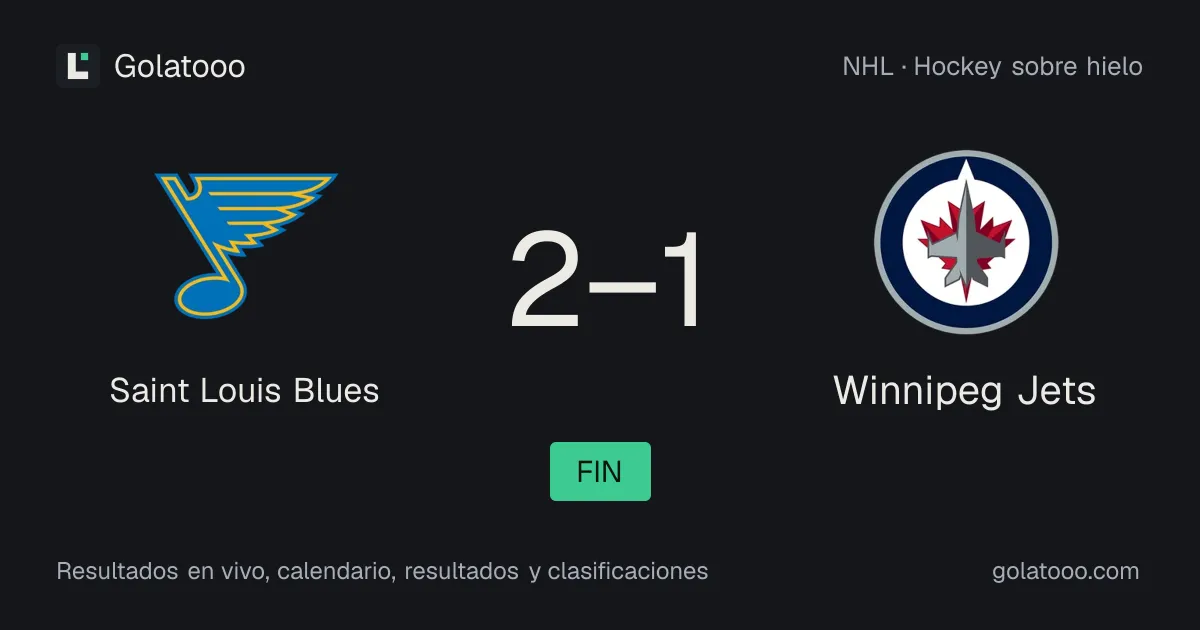 Saint Louis Blues 2-1 Winnipeg Jets: crónica del partido y estadísticas