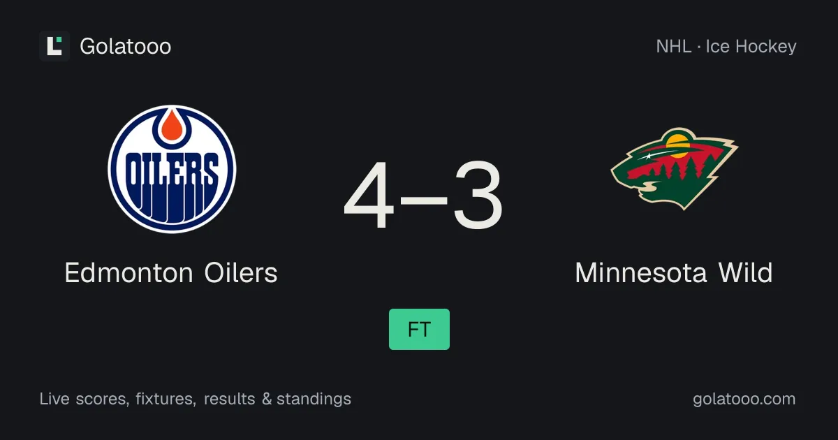 Edmonton Oilers 4-3 منيسوتا وايلد: تقرير المباراة والإحصائيات