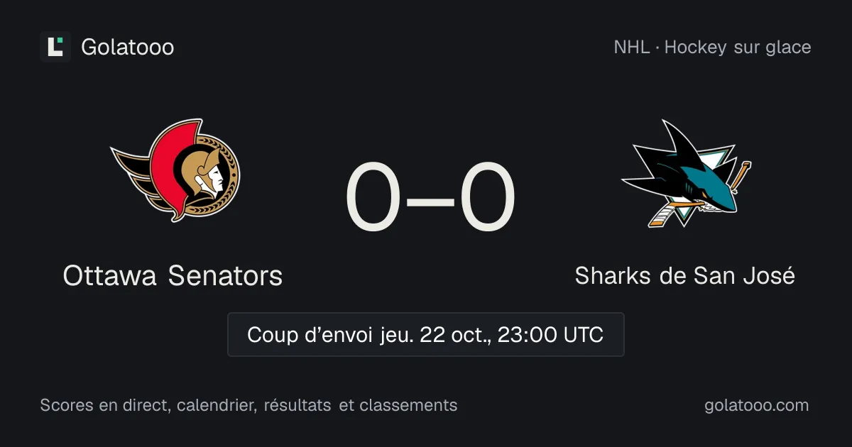 Ottawa Senators - Sharks de San José : avant-match, forme, historique et où regarder la rencontre