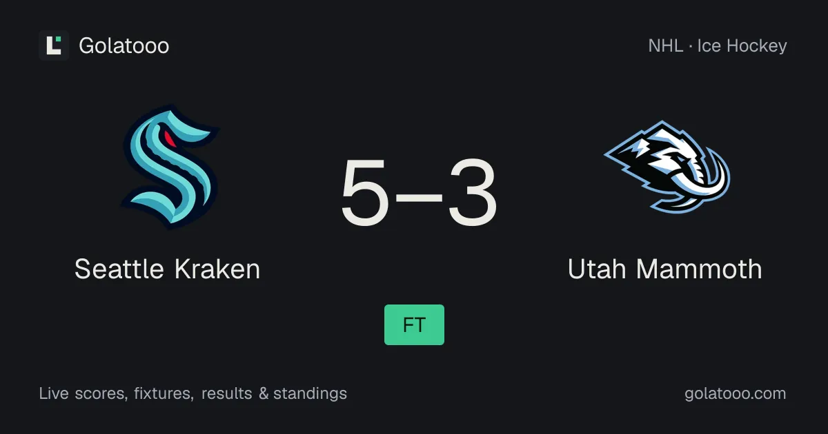 Seattle Kraken 5-3 Utah Mammoth: match report and statistics
