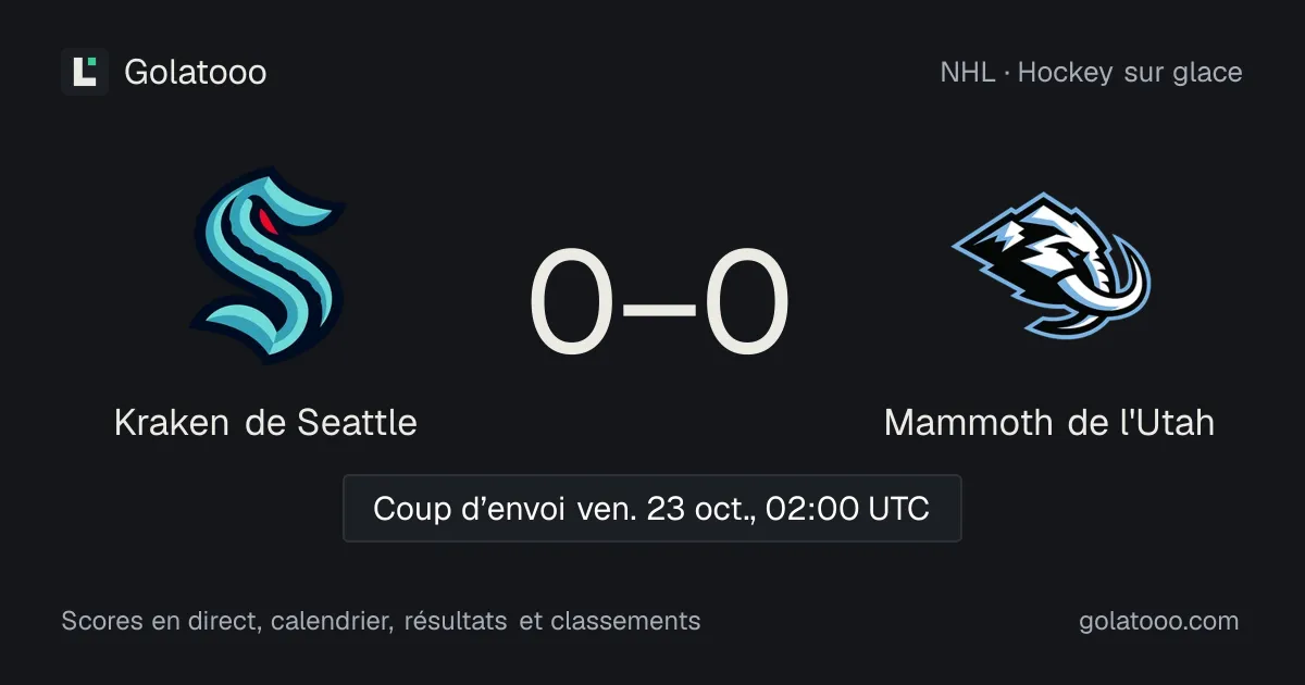 Kraken de Seattle - Mammoth de l'Utah : avant-match, forme, historique et où regarder la rencontre