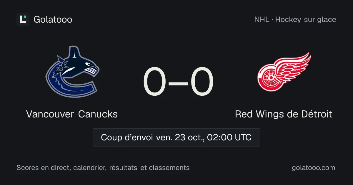 Vancouver Canucks - Red Wings de Détroit : avant-match, forme, historique et où regarder la rencontre