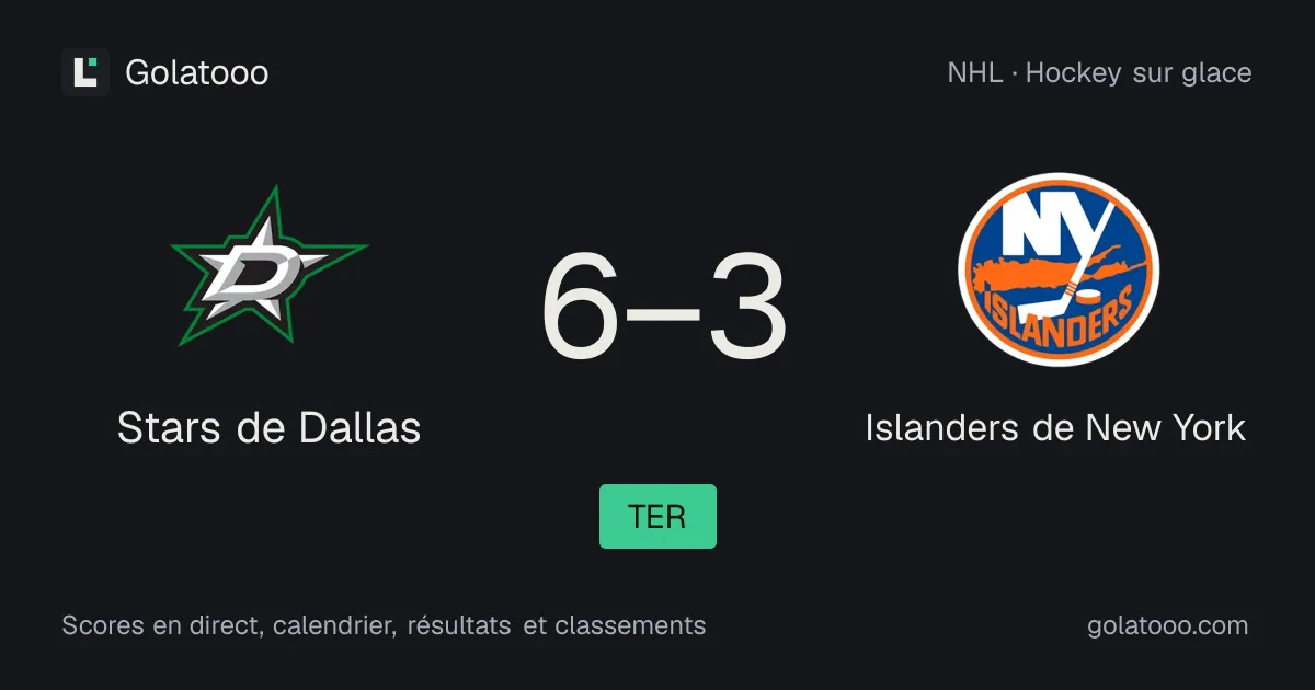 Stars de Dallas 6-3 Islanders de New York : résumé du match et statistiques