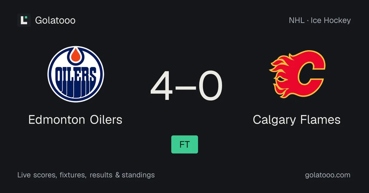 Edmonton Oilers 4-0 Calgary Flames: تقرير المباراة والإحصائيات