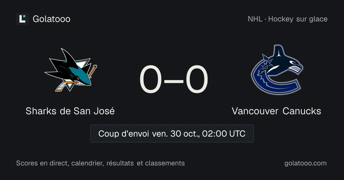 Sharks de San José - Vancouver Canucks : avant-match, forme, historique et où regarder la rencontre