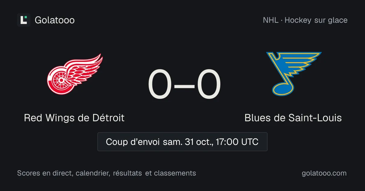 Red Wings de Détroit - Blues de Saint-Louis : avant-match, forme, historique et où regarder la rencontre
