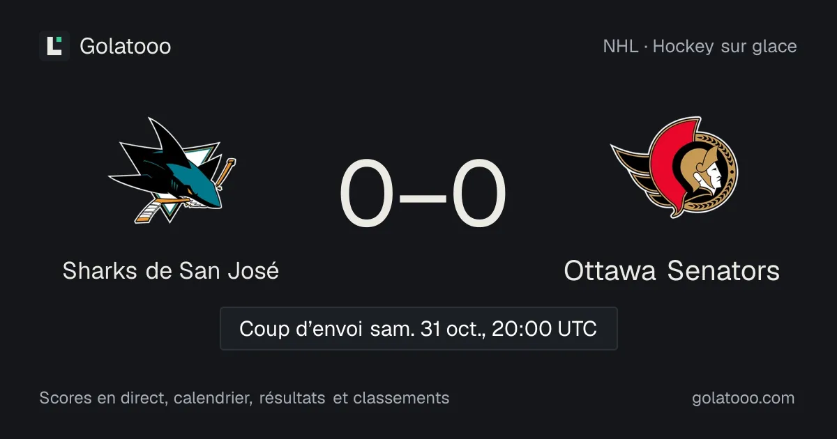 Sharks de San José - Ottawa Senators : avant-match, forme, historique et où regarder la rencontre