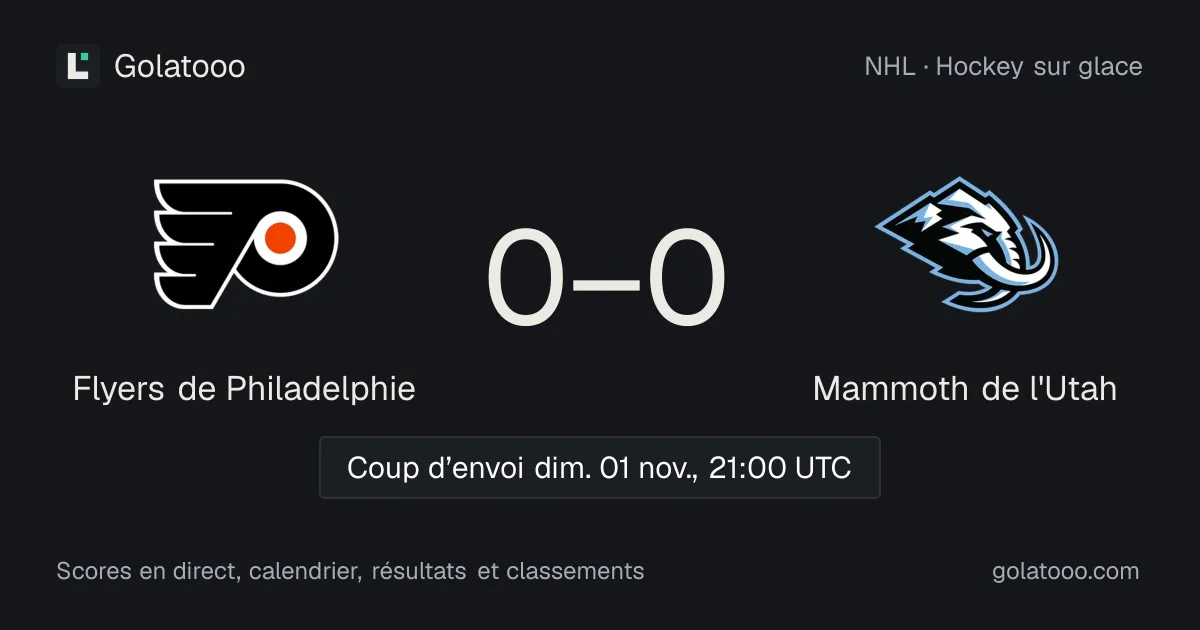 Flyers de Philadelphie - Mammoth de l'Utah : avant-match, forme, historique et où regarder la rencontre