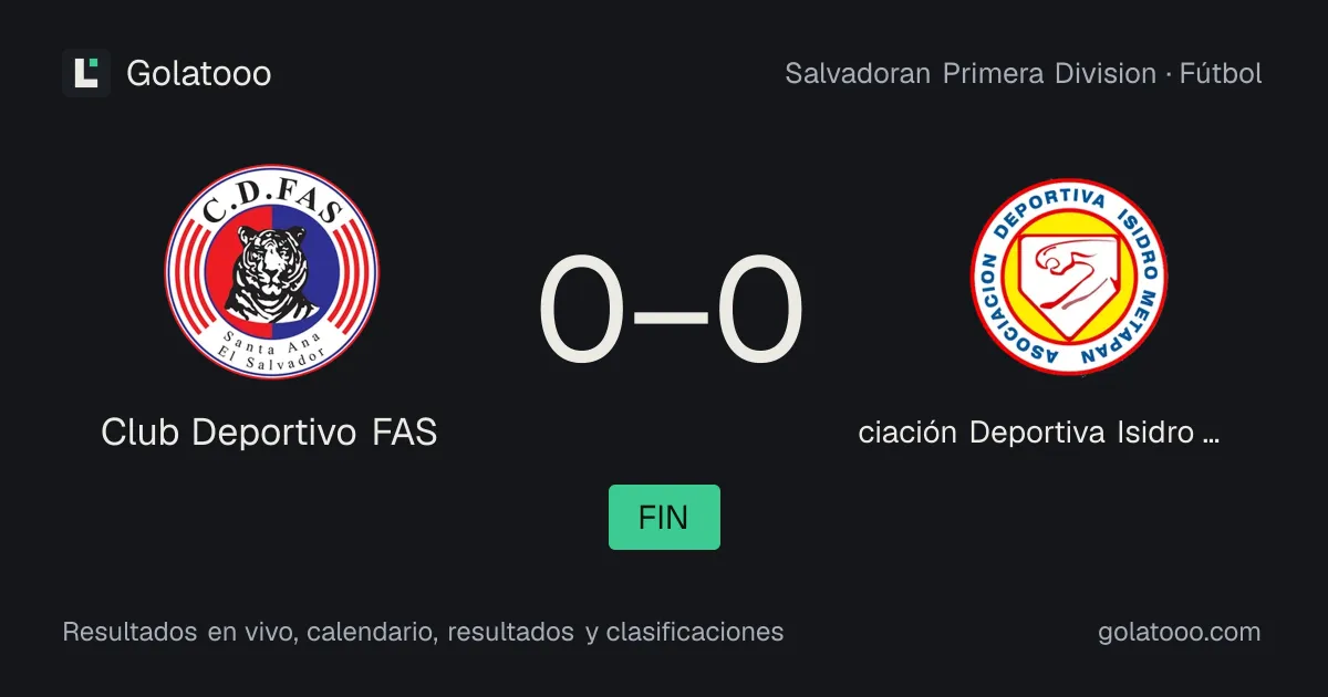 Club Deportivo FAS 0-0 Asociación Deportiva Isidro Metapán: crónica del partido, goles y estadísticas