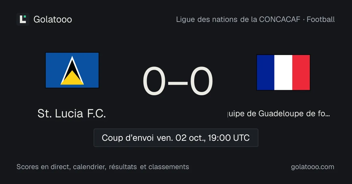 St. Lucia F.C. - équipe de Guadeloupe de football : avant-match, forme, historique et où regarder la rencontre