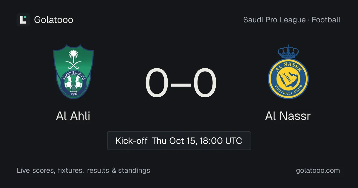 Al Ahli host Al Nassr in Saudi Pro League clash at King Abdullah Sports City