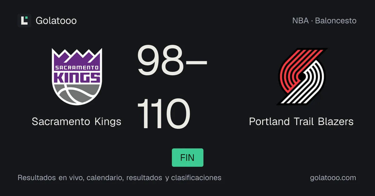 Portland Trail Blazers se impone 110-98 a Sacramento Kings en Sacramento