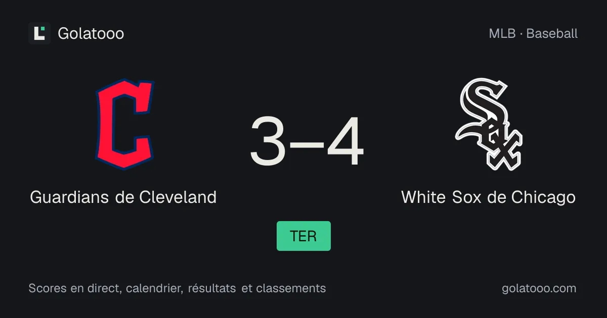 Guardians de Cleveland 3-4 White Sox de Chicago : résumé du match et statistiques