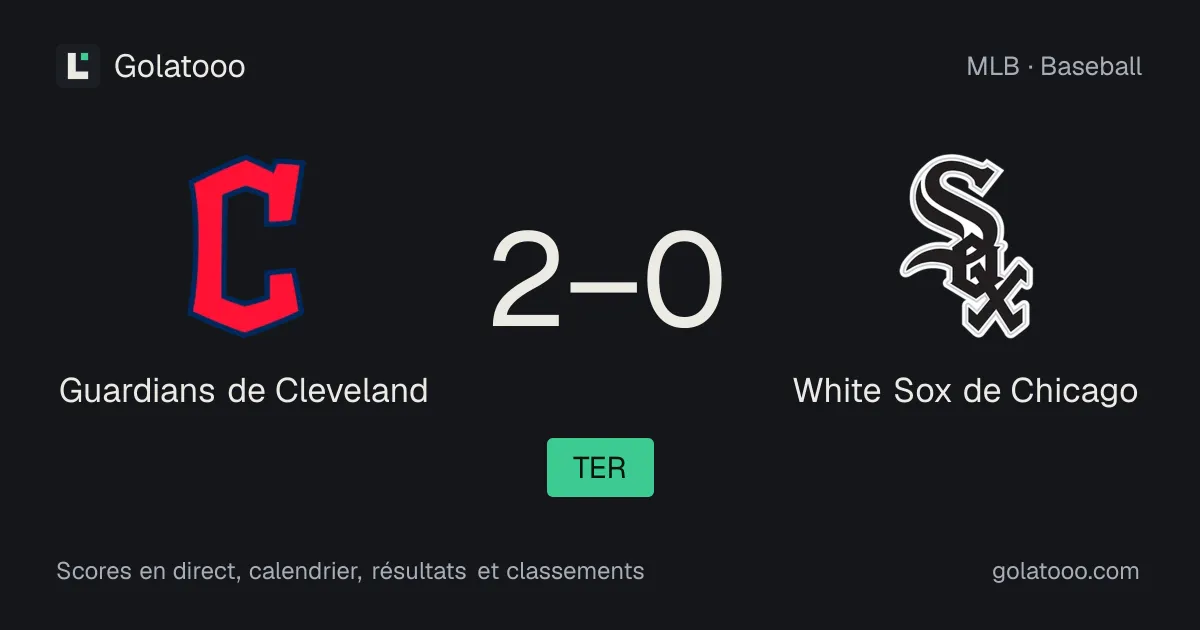 Guardians de Cleveland 2-0 White Sox de Chicago : résumé du match et statistiques
