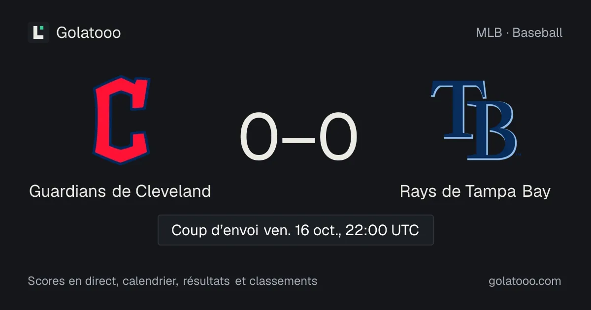 Guardians de Cleveland - Rays de Tampa Bay : avant-match, forme, historique et où regarder la rencontre