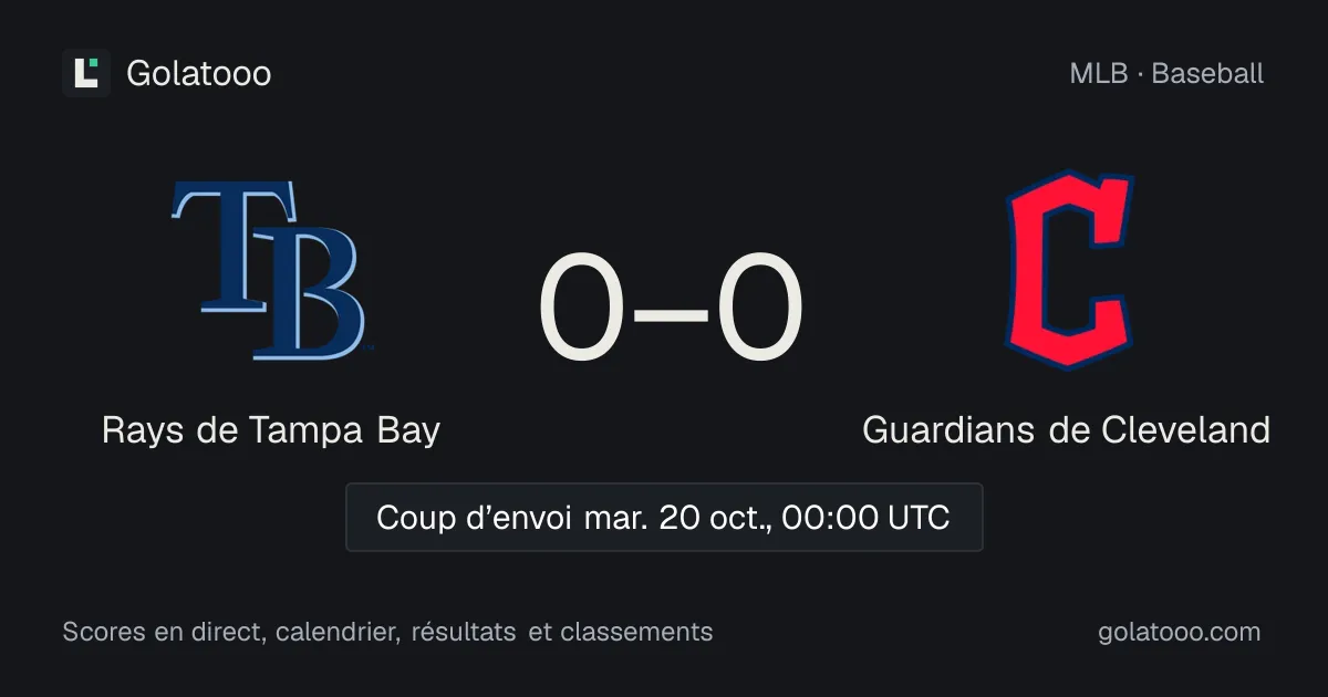 Rays de Tampa Bay - Guardians de Cleveland : avant-match, forme, historique et où regarder la rencontre