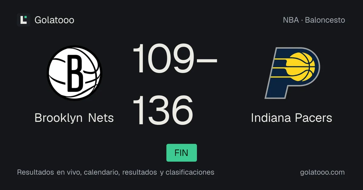 Brooklyn Nets 109-136 Indiana Pacers: crónica del partido y estadísticas