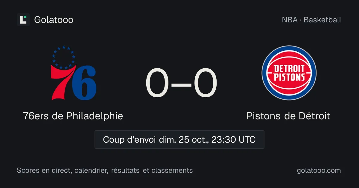 76ers de Philadelphie - Pistons de Détroit : avant-match, forme, historique et où regarder la rencontre