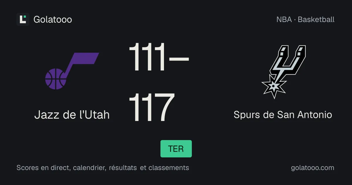 Jazz de l'Utah 111-117 Spurs de San Antonio : résumé du match et statistiques