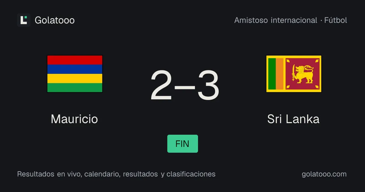 Mauricio 2-3 Sri Lanka: crónica del partido, goles y estadísticas
