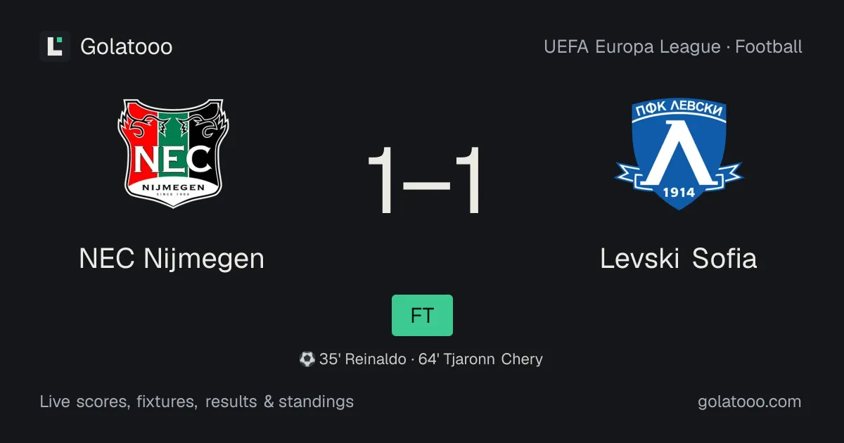NEC Nijmegen 1-1 Levski Sofia: match report, goals and statistics