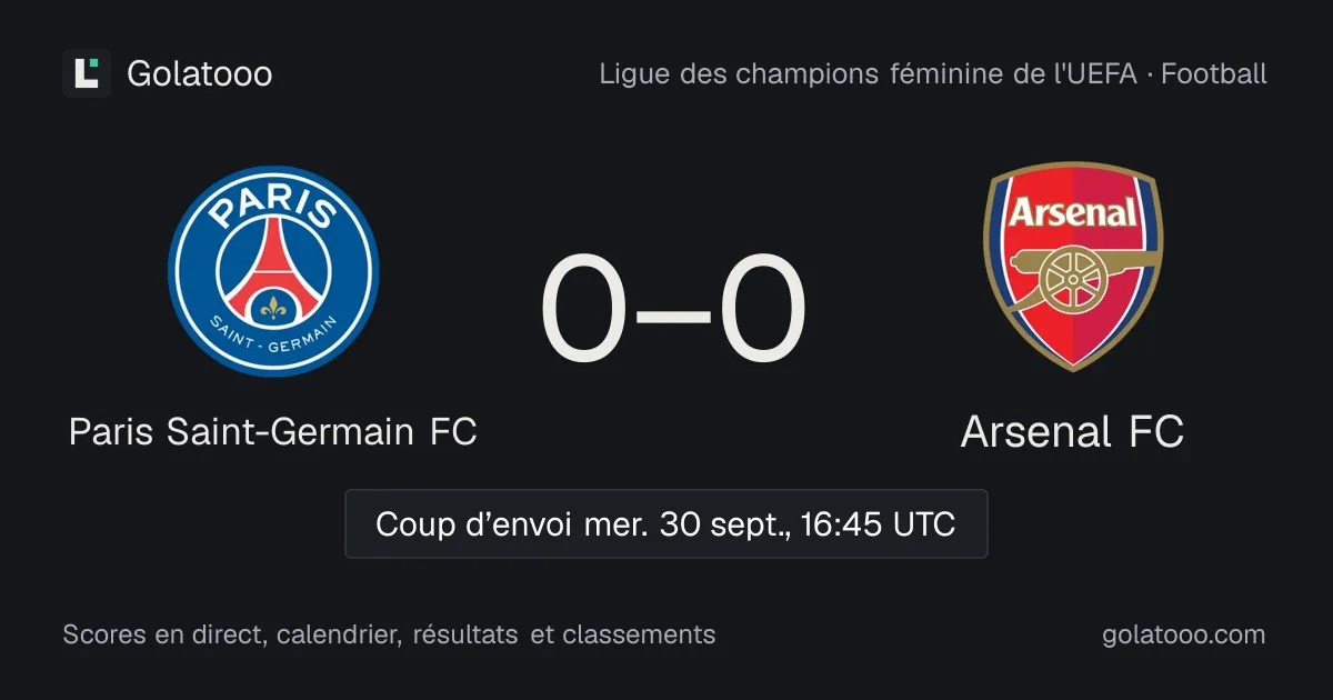 Paris Saint-Germain FC 2-2 Arsenal FC : résumé du match, buts et statistiques