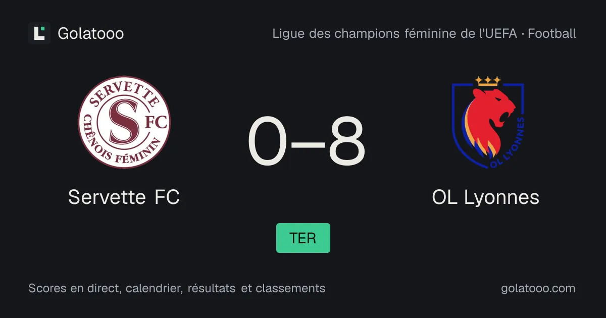 Servette 0-8 OL Lyonnes : résumé du match, buts et statistiques