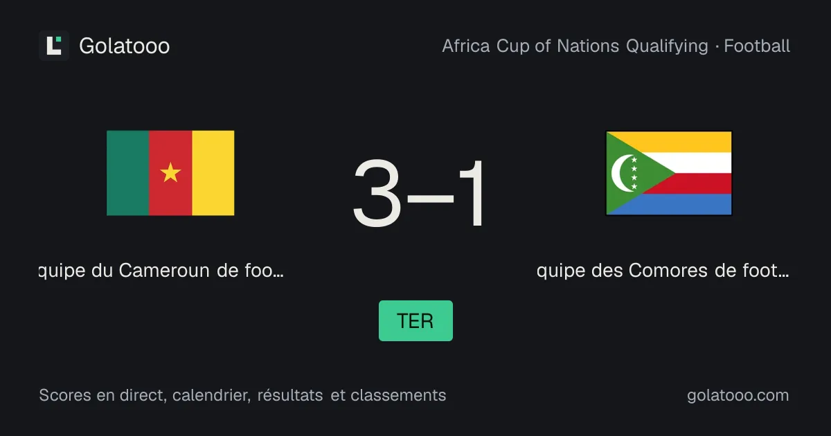 Cameroun 3-1 Comores : résumé du match, buts et statistiques