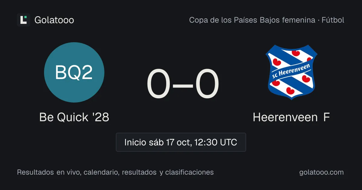 Be Quick '28 vs Heerenveen F: previa, forma, historial y dónde ver el partido