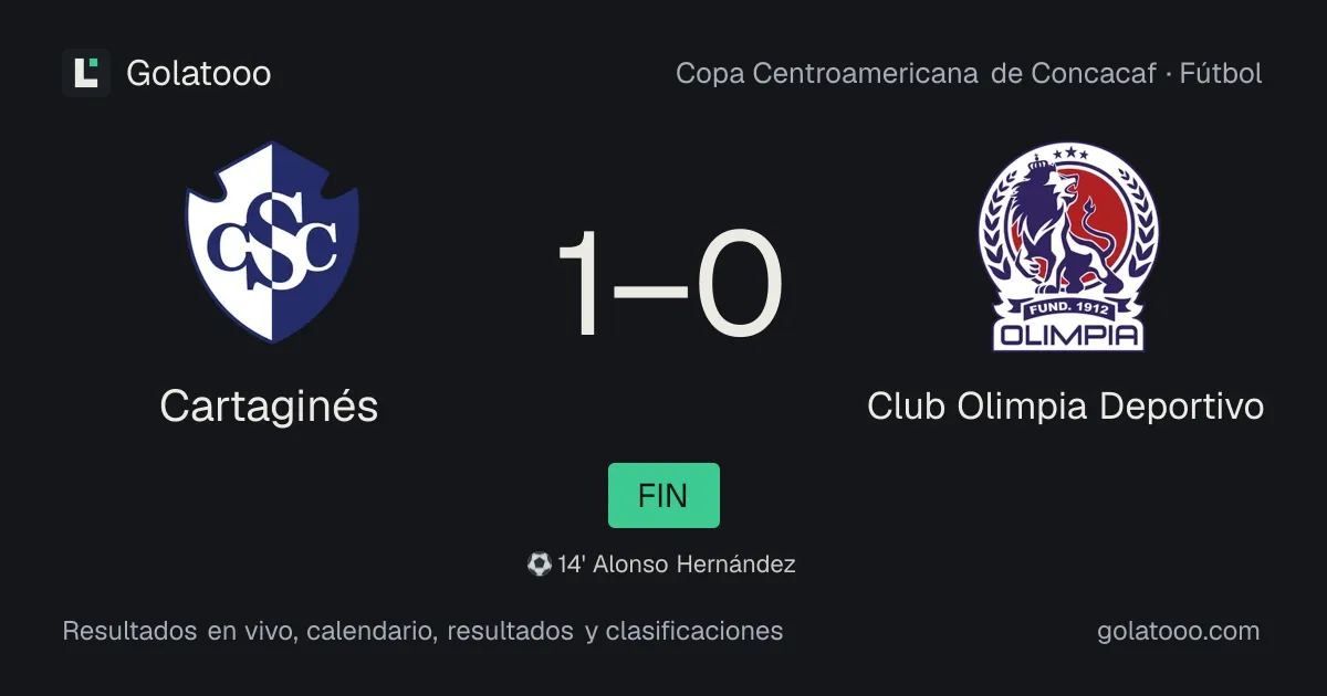 Cartaginés 1-0 Club Olimpia Deportivo: crónica del partido, goles y estadísticas