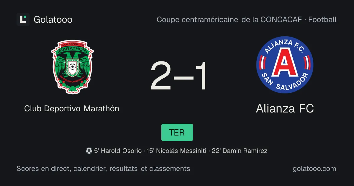 Club Deportivo Marathón 2-1 Alianza FC : résumé du match, buts et statistiques