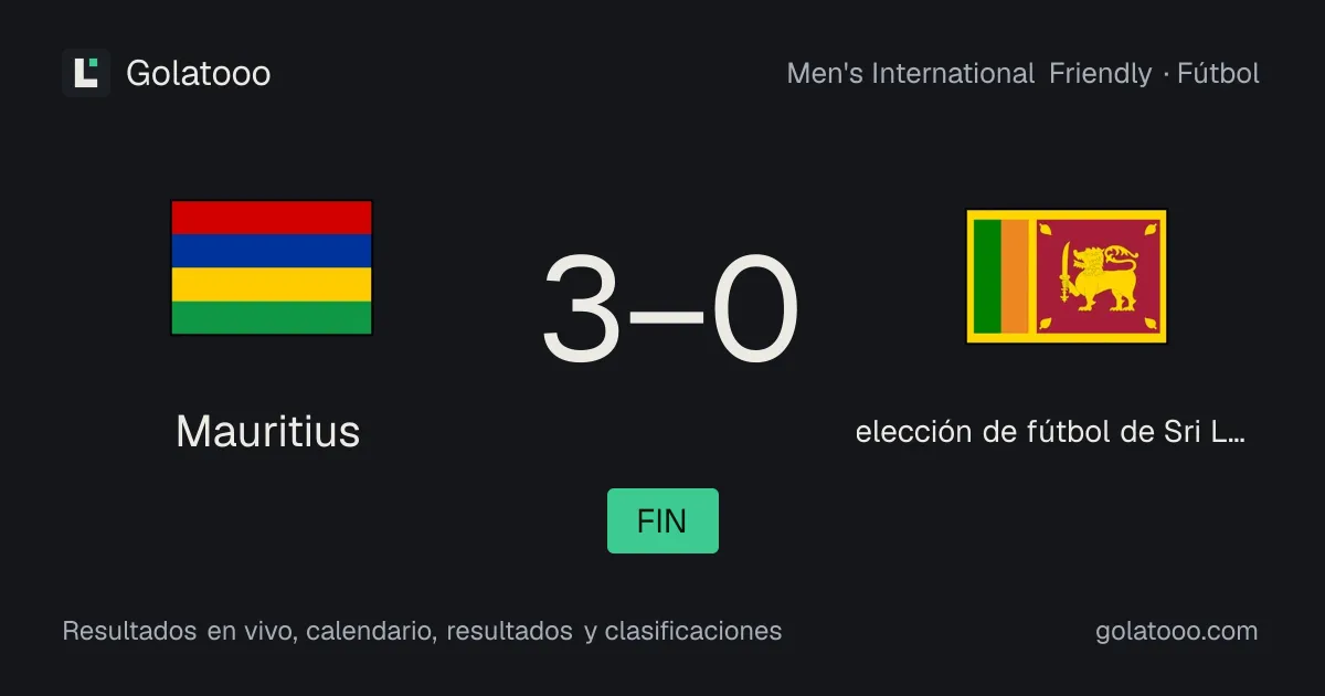 Mauricio 3-0 Sri Lanka: crónica del partido, goles y estadísticas