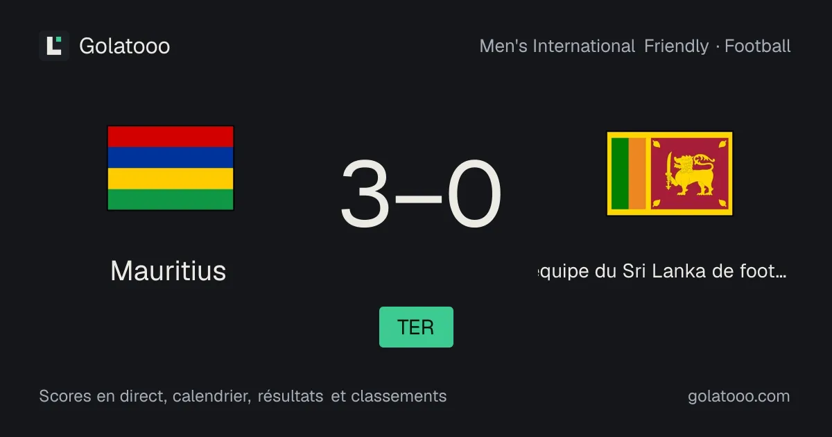 Maurice 3-0 Sri Lanka : résumé du match, buts et statistiques