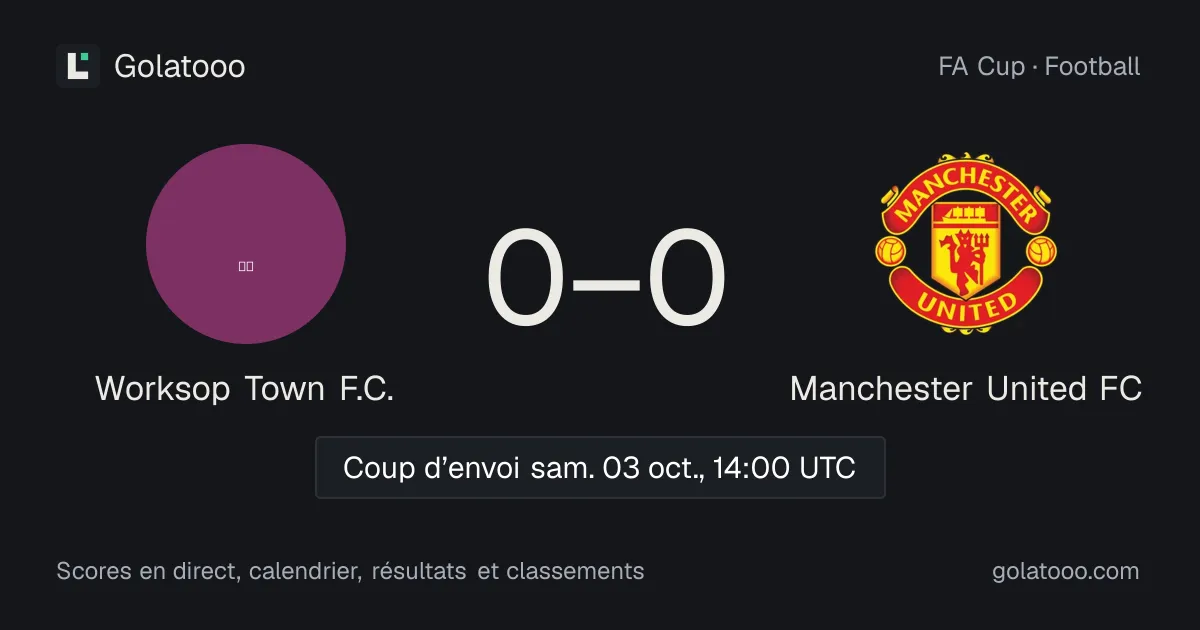 Worksop Town F.C. - Manchester United FC : avant-match, forme, historique et où regarder la rencontre