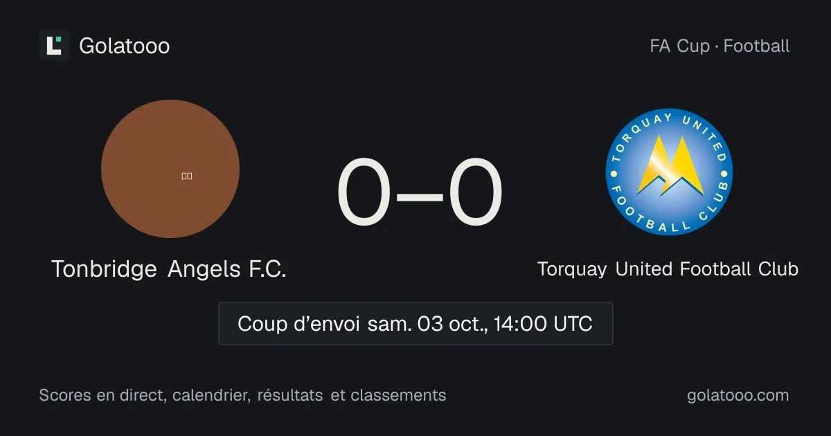 Tonbridge Angels F.C. - Torquay United Football Club : avant-match, forme, historique et où regarder la rencontre
