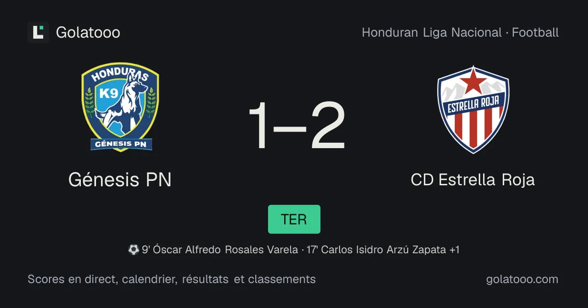 Génesis PN 1-2 CD Estrella Roja : résumé du match, buts et statistiques