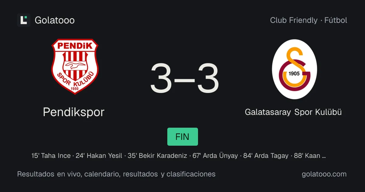 Pendikspor 3-3 Galatasaray Spor Kulübü: crónica del partido, goles y estadísticas