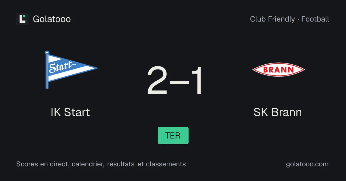 IK Start 2-1 SK Brann : résumé du match, buts et statistiques