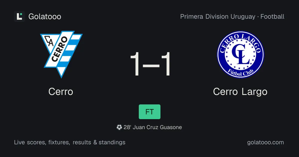 Cerro 1-1 Cerro Largo: match report, goals and statistics