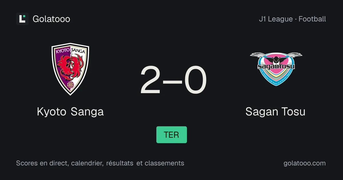 Kyoto Sanga 2-0 Sagan Tosu : résumé du match, buts et statistiques