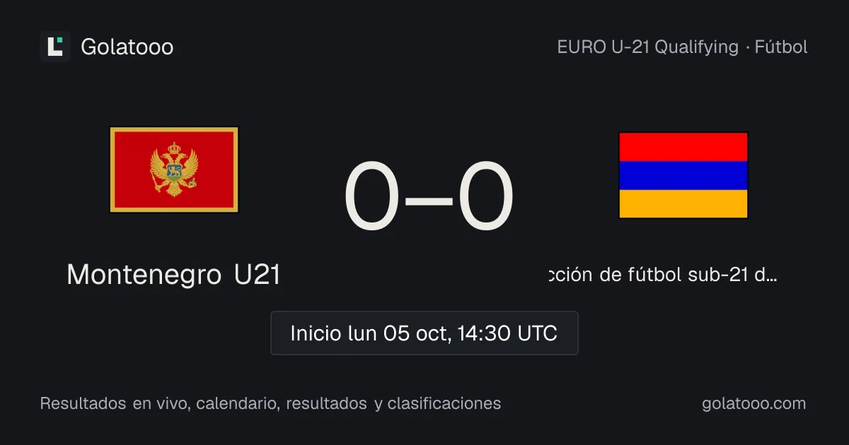 Montenegro U21 vs selección de fútbol sub-21 de Armenia: previa, forma, historial y dónde ver el partido
