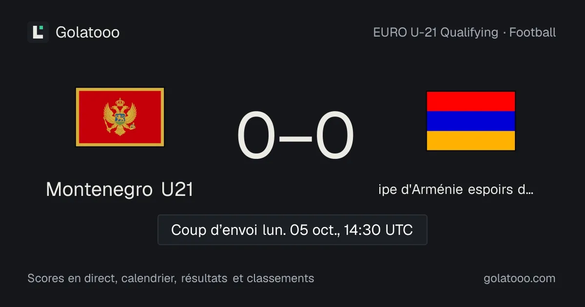 Montenegro U21 - équipe d'Arménie espoirs de football : avant-match, forme, historique et où regarder la rencontre
